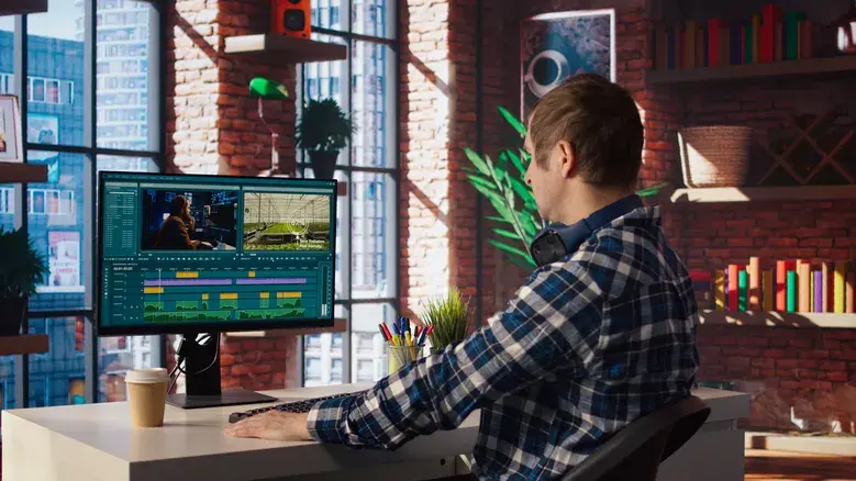 3D animation software and virtual reality content creation workspace