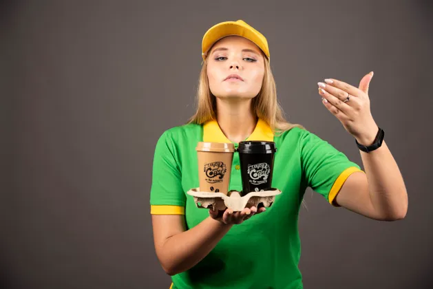 Coffee delivery service with takeaway cups