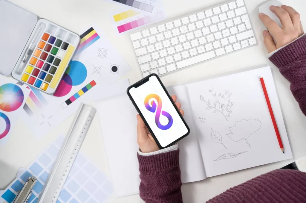 Custom logo design workspace