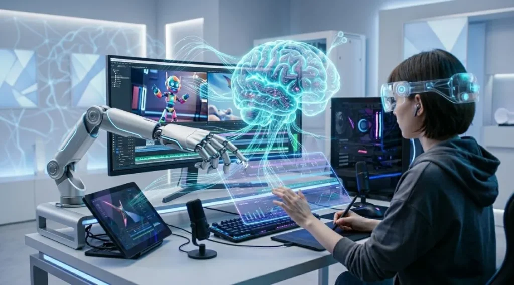 smart AI video production setup