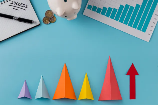 Business growth chart showing increasing financial success
