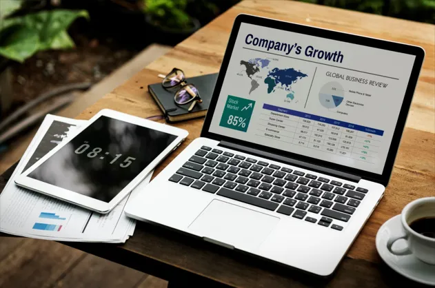 Business growth dashboard displaying performance analytics metrics