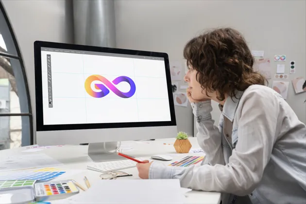 Graphic designer creating logo