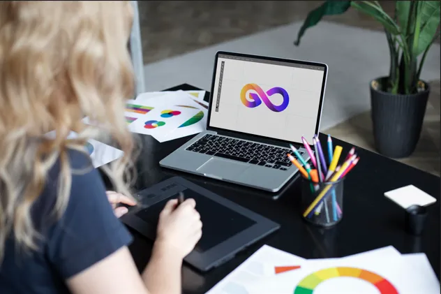 Logo design on laptop