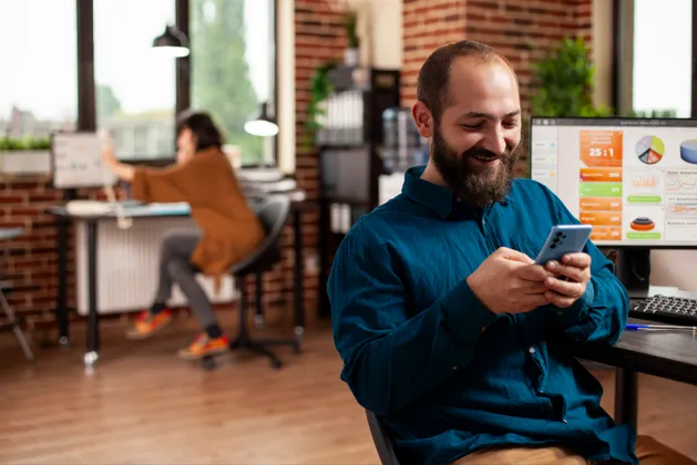 Mobile POS user checking dashboard